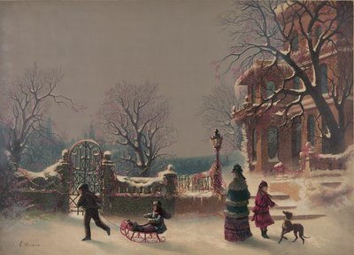 最初の雪、1877年（印刷） 作： American School