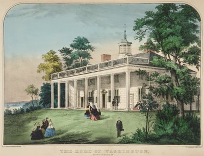 The Home of Washington, Mount Vernon, Va., pub. c.1857 (カラーリトグラフ) 作： American School