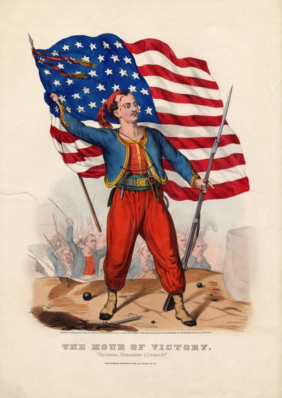勝利の時間：Zouaves、Ellsworth !、パブを思い出してください。 Currier＆Ives、1861 作： American School