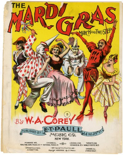 マルディグラの行進曲と2つのステップ[楽譜カバー]、1897 作： American School