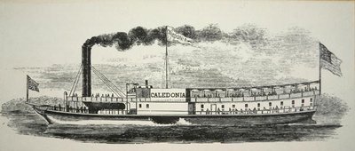 ミシシッピのサイドウィーラー「カレドニア」、1830年頃（彫刻） 作： American School