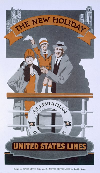 ニューホリデー、United States Linesの広告、SSリヴァイアサン、1920年代 作： American School