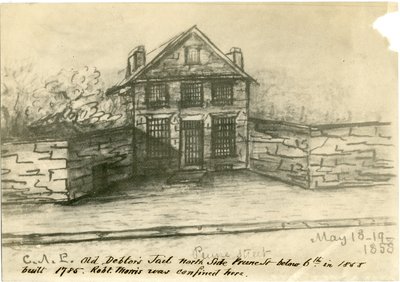 Old Debtors刑務所、6歳未満のプルーン通りの側、Castner Scrapbookからのイラスト、1858（photo-litho） 作： American School