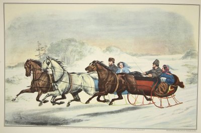 そりレース、パブ。 1859年、キュリアーとアイブス 作： American School