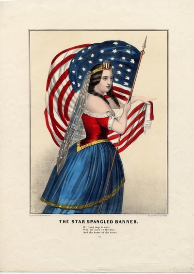 スタースパングルバナー、パブ。 Currier＆Ives、1860年頃 作： American School