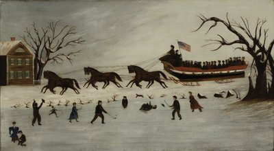 そりに乗るサフラゲット、1870-90年 作： American School