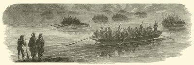 1863年4月、ラッパハノックを横切るセジウィック軍団の前進 作： American School
