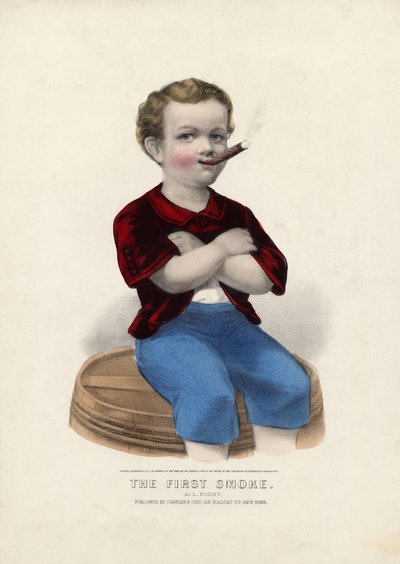 最初の煙：すべて、そう、パブ。 Currier＆Ives、1870 作： American School