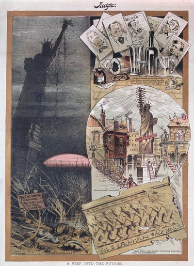 自由の女神の未来。 1886年に建設された頃のジャッジ誌の風刺画 作： American School