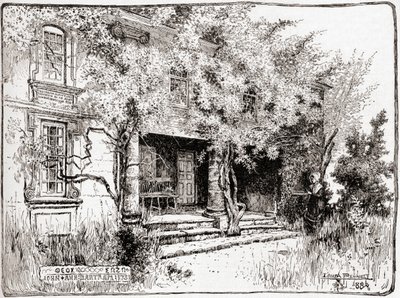フィラデルフィア近郊のジョン・バートラムの家（1884年発行の「The Century Illustrated Monthly Magazine」より）（木版画 作： American School