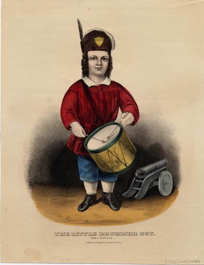 ドラマーの男の子：rub-a-dub-dub、pub Currier＆Ives、1860年頃 作： American School
