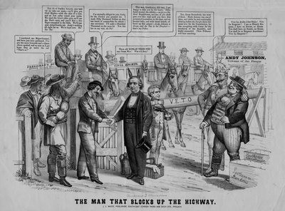高速道路をふさぐ男、JLマギー、フィラデルフィア発行、1866年 作： American School