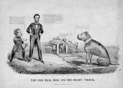 1864年にニューヨークのCurrier＆Ivesから出版された、古いトラックの古い牛 作： American School
