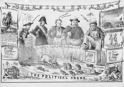 シンシナティで出版されたと思われる政治の舞台、1861年頃 作： American School