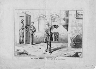 ハンガリーの貧しいオルガングラインダー、TW Strong、ニューヨーク、1852年発行 作： American School