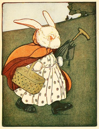 Then old Mrs Rabbit ....went through the wood to the baker
