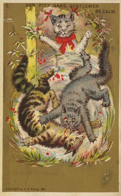 3つの遊び心のある猫 作： American School