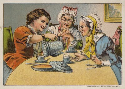お茶を楽しむ3人の女性 作： American School