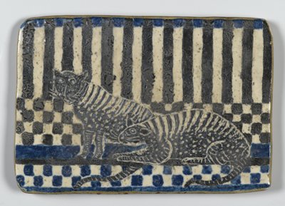 野生の猫のタイル（陶器）（逆は342198を参照） 作： American School