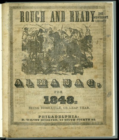 1847年に発行された1848年のラフとレディアルマナックのタイトルページ（印刷） 作： American School