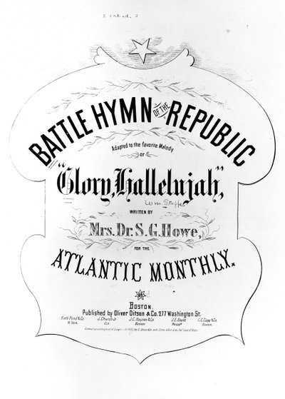 Julia Ward Howe（1819-1910）1862によって書かれた共和国の賛美歌のタイトルページ 作： American School