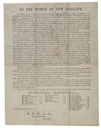 ニューイングランドの女性たちへ（円形の手紙）、1862-1865年 作： American School