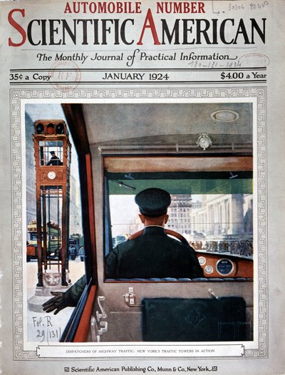 ニューヨークの交通信号塔と交通管制 - 「サイエンティフィック・アメリカン」1924年1月号掲載 作： American School