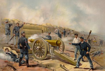 米軍、攻城砲とバーベット砲、フォート・ハスケル 作： American School