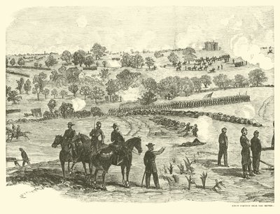 中心部近くの連合の位置、ゲティスバーグの戦い、1863年7月2日 作： American School