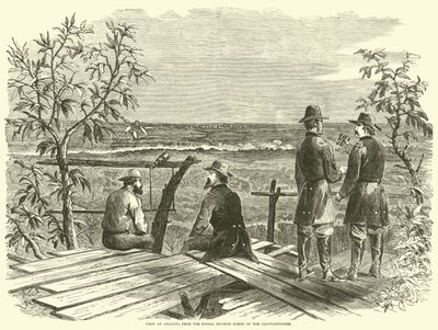 1864年7月、チャタフーチーの北の信号所からのアトランタの眺め 作： American School