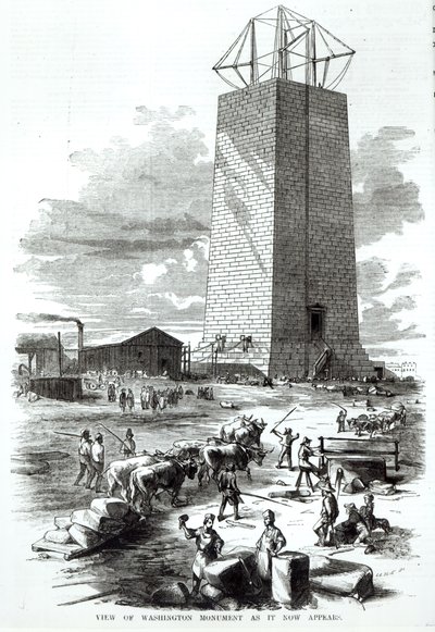 フランクレスリーによって刻まれた「グリーソンの絵画のドローイングルームコンパニオン」からの現在のワシントン記念碑の眺め、1854年（彫刻）（bundw写真） 作： American School