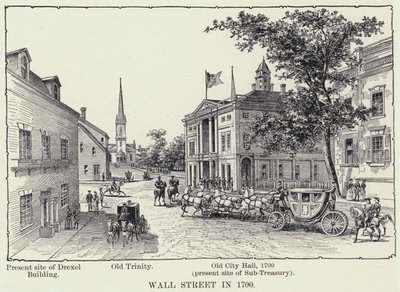 1700年のウォール街（リトグラフ 作： American School