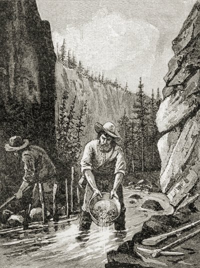 1885年にAS Barnes und Co.によって発行された「米国の簡単な歴史」からの金の洗い出し 作： American School