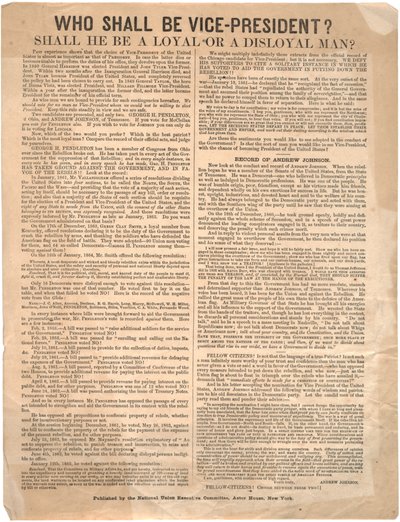 誰が副大統領になりますか？ジョージペンドルトン対アンドリュージョンソン（1864選挙）、1864 作： American School