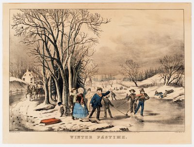 冬の娯楽、1800-10年頃（カラーリトグラフ） 作： American School