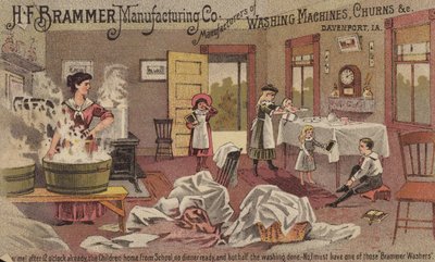洗濯槽で手洗いの女性 作： American School