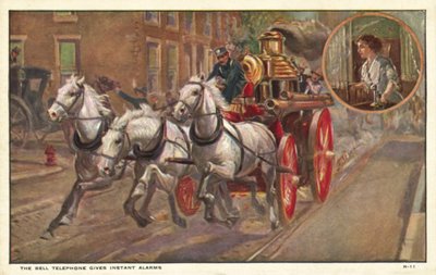 消防車のために電話をかける女性 作： American School