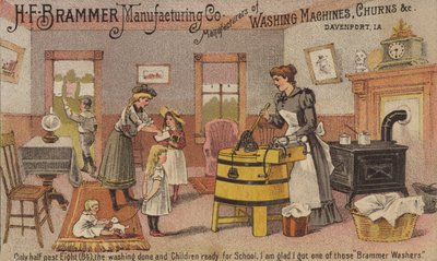 洗濯機を使用している女性 作： American School
