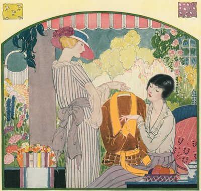 新しい服を見直す1920年代の女性たち 作： American School