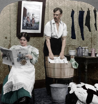 新しい女性、洗う日 作： American Stereoscopic Company
