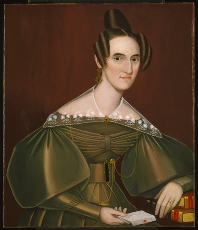 ジャネット・ウーリー、後にジョン・ヴィンセント・ストーム夫人、1838年頃（キャンバスに油彩） 作： Ammi Phillips