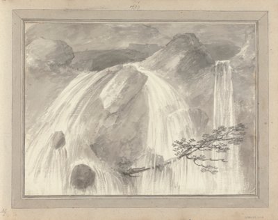 イングランド、スコットランド、ウェールズの景色: 滝、1799 年の景色 作： Amos Green