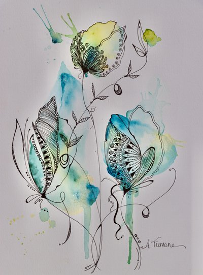 幻想的な花の落書き 作： 