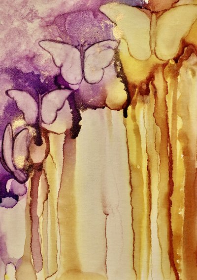 流れるような黄金の蝶 作： 