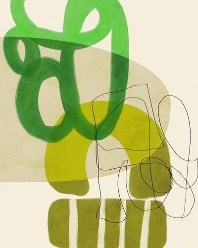 ペイントライン グリーン・タン 2枚 作： Ana Rut Bre