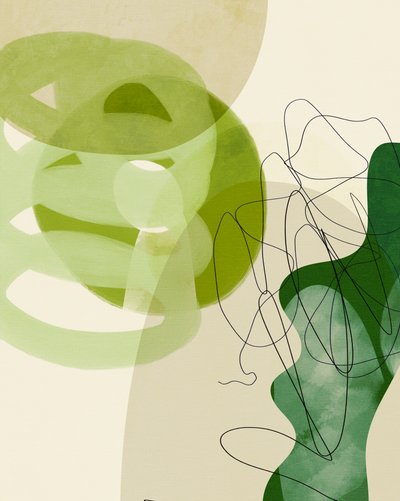 ペイントライン グリーン・タン 3枚 作： Ana Rut Bre