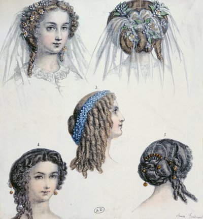 花嫁と他人の髪型、1853年 作： Anais Toudouze