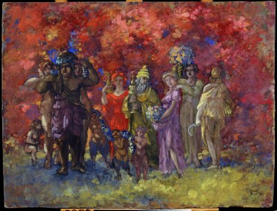 秋。 アレゴリー（秋のアレゴリー）。 アナトリー・アファナシエビッチ・アラポフ (1876-1949) の絵画。 キャンバスに油彩、75 x 99 cm 作： Anatoli Afanasyevich Arapov
