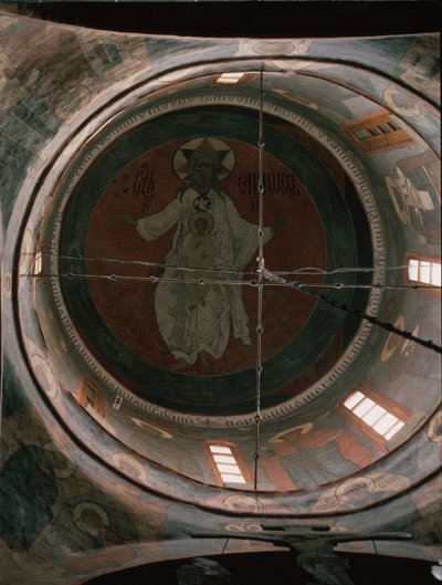 エホバ。モスクワクレムリンの大天使ミカエル大聖堂のドーム絵画、1652-1666 作： Ancient Russian frescos