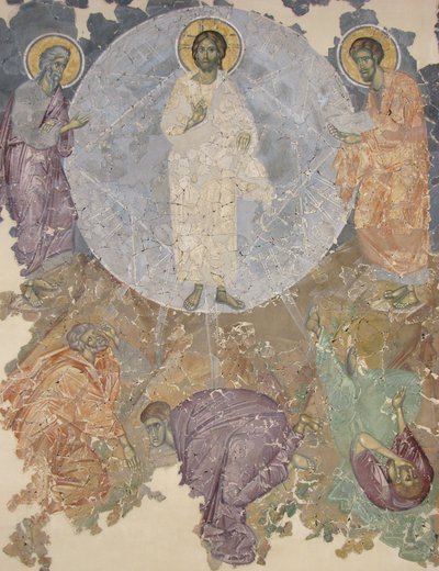 イエスの変容、1380年頃 作： Ancient Russian frescos